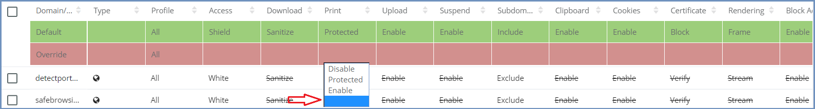 Remove Override Default Policy