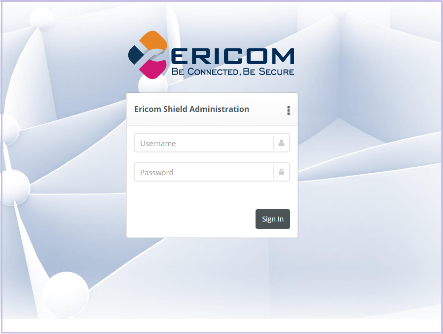 Admin UI Login Screen